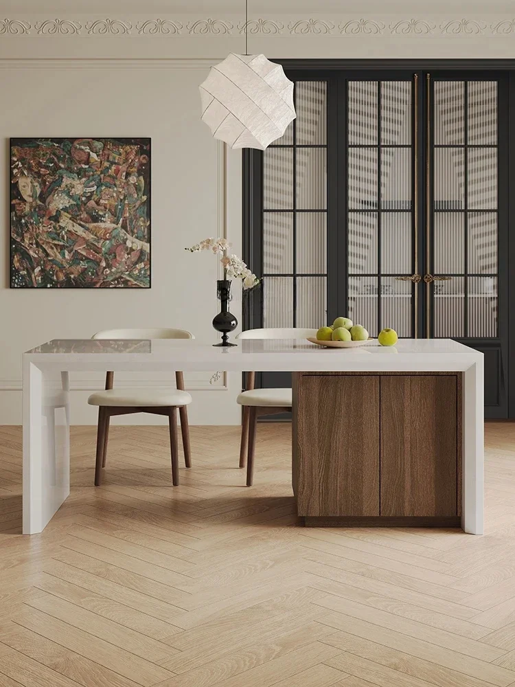 AAKitchen Island Dining Table Integrated Stone Plate Guide Bar Counter Middle Kitchen High-Grade Small Apartment Home