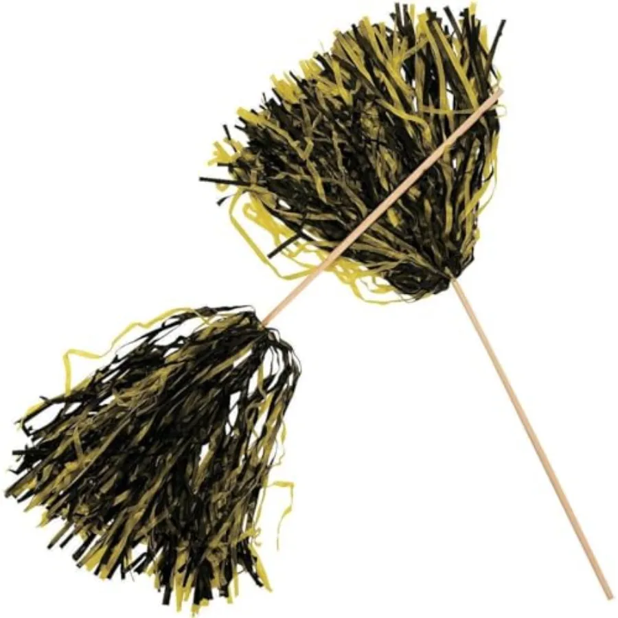 

Black and Yellow Two-Tone Spirit Cheer Pom-Poms - Perfect for Active Play, Sports Events, and Cheerleading - Boost Team Spirit