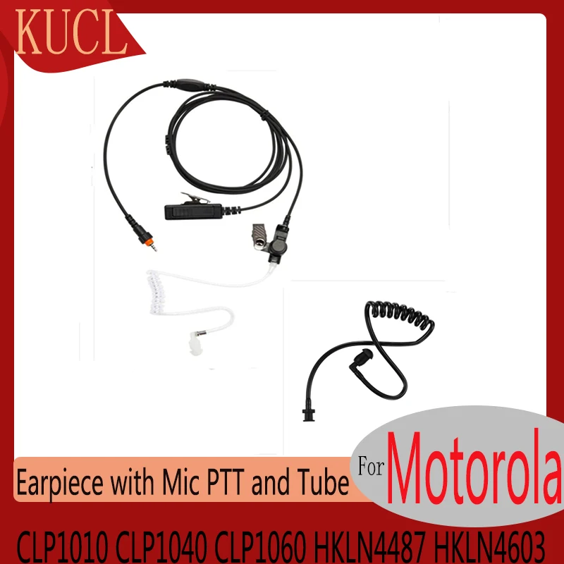 

RISENEK Two Way Radio Earpiece with Mic PTT and Tube, Headset for Motorola, CLP1010, CLP1040, CLP1060, HKLN4487, HKLN4603