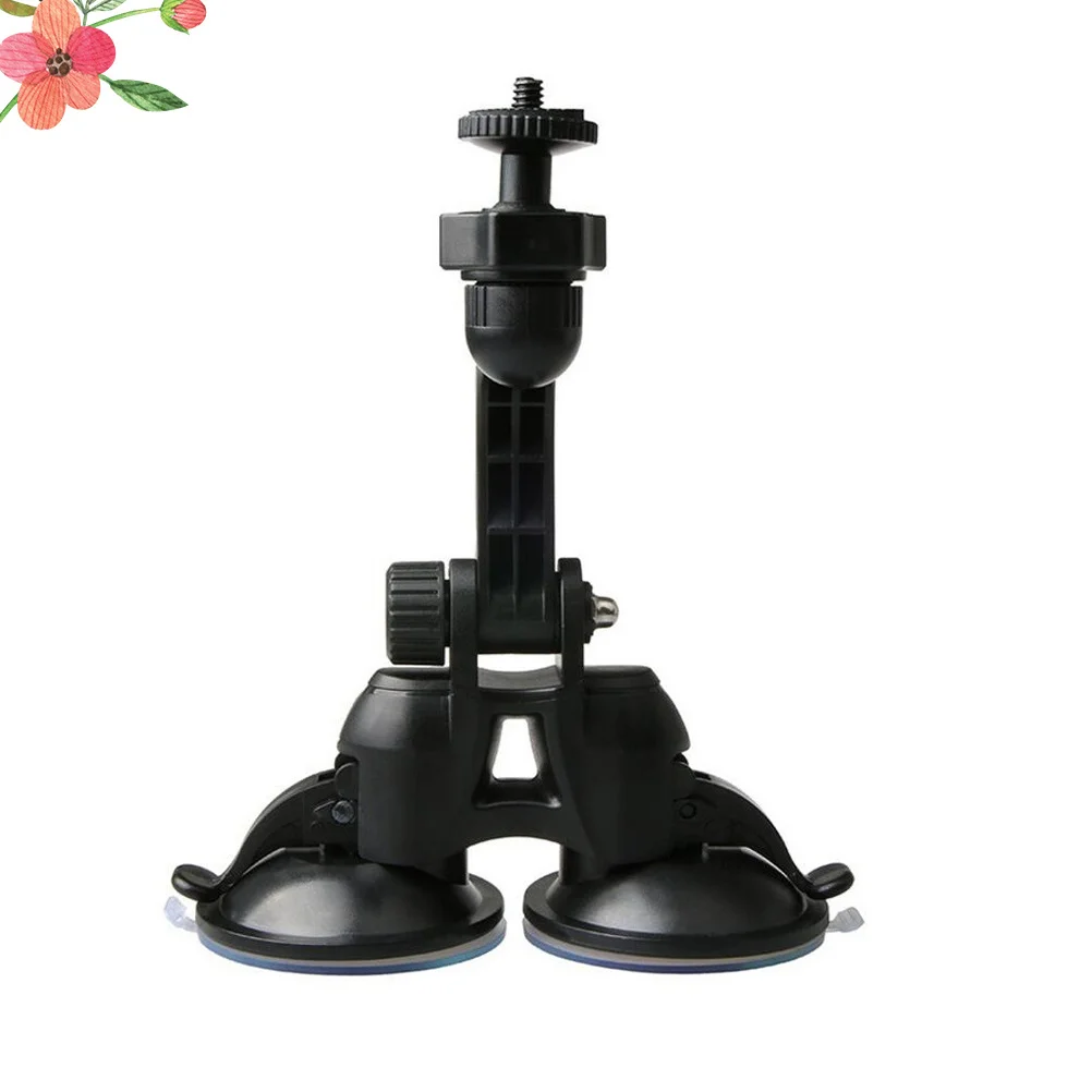 

Double Suction Cup Car Bracket Black ABS Durable Material Driving Recorder Holder Adjustable 180-Degree Rotation Action Camera