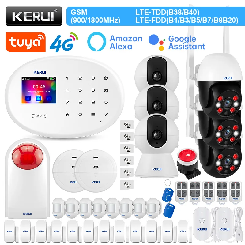 kerui w204 4g wifi gsm seguranca contra roubo em casa com sensor de movimento pir sirene sistema alarme kit dispositivos alarme sem fio 01