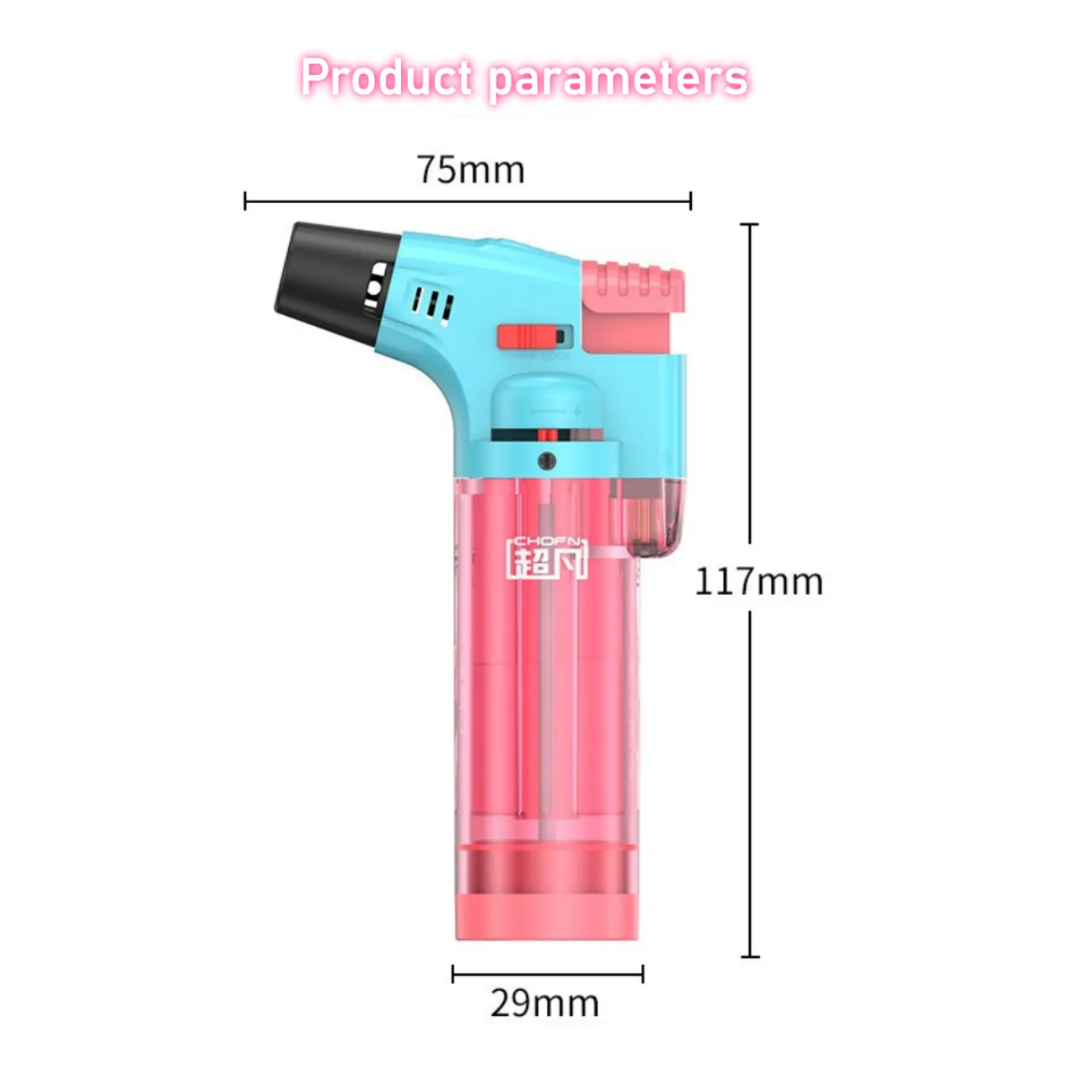 Stylish Color-Block Transparent Body Windproof Butane Torch Lighter Multi-Functional Household Kitchen Gas Igniter Gifts view 6