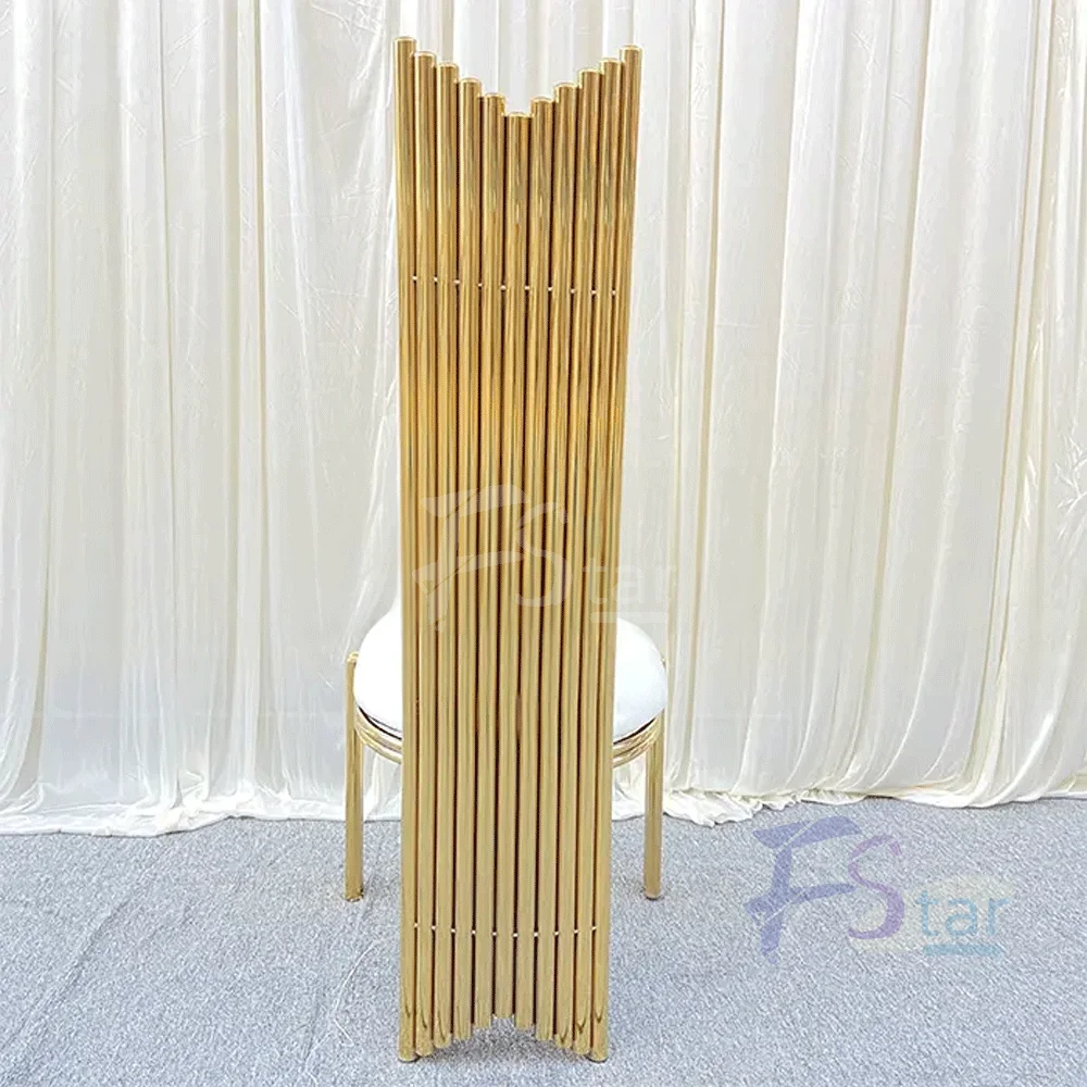 White Gold Leather Stainless Steel Luxury Banquet Chairs For Wedding Reception Dining Chair Wed Event