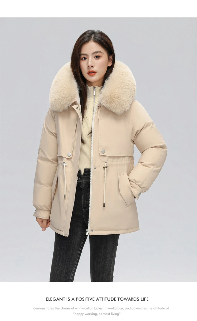 Winter Coat New Women's Thick Cotton Jacket Women's Medium Long Korean Version Fur Collar Coat Female Warm Parka Overcoat