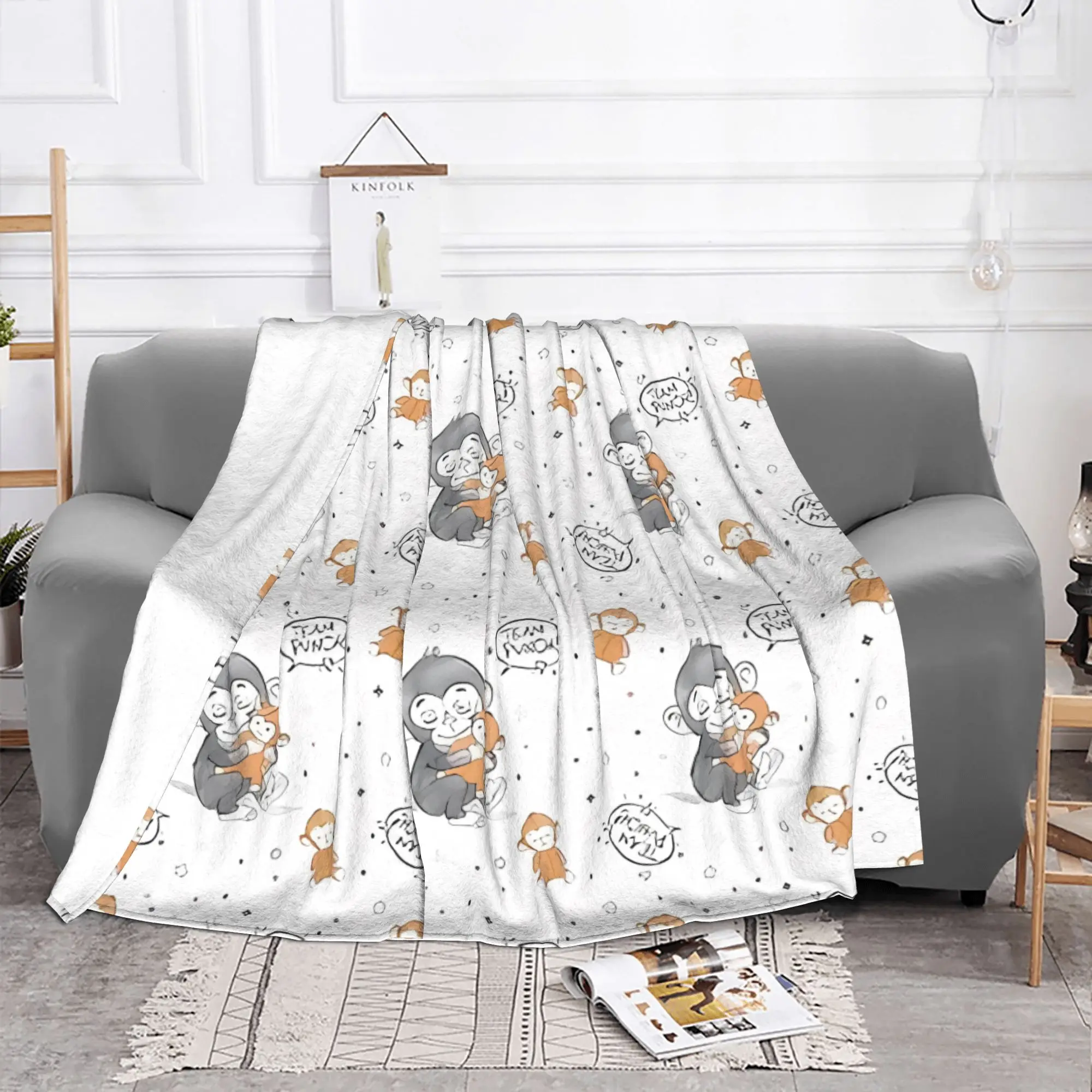 1PC home Cute Room Decor Hugging Blanket Throw Blanket Cute monkey hugging plush Novelty Warm Blanket All Season
