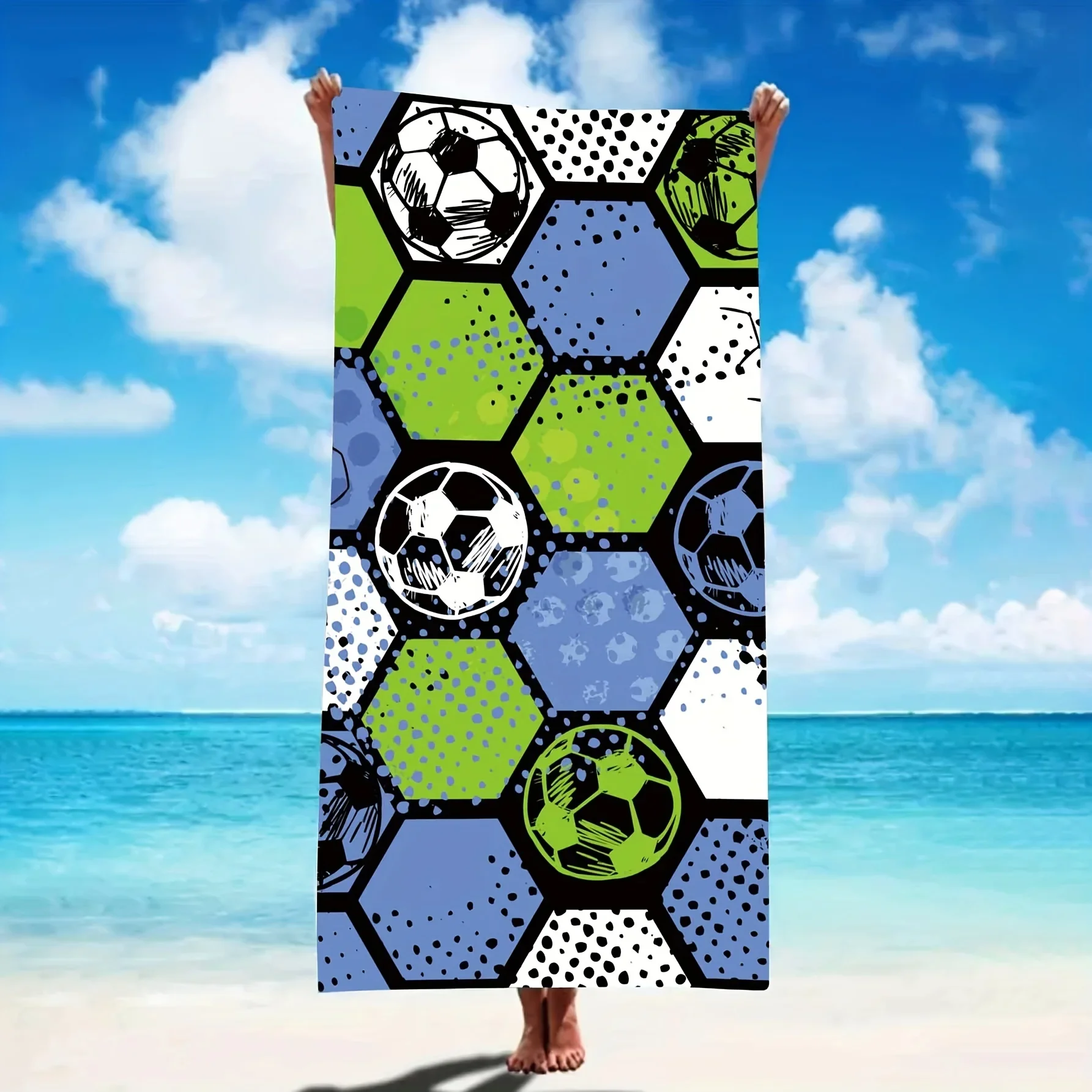 

Football Printed Beach Towel, Microfiber Soft Comfort Bath Towel, Summer Towel For Pool Swimming,Soccer Beach Supplies