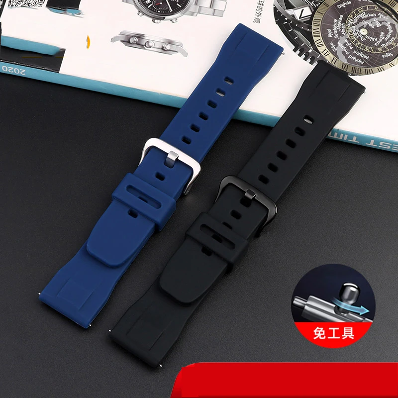 Cinturino per orologio in silicone nero blu da 23 mm per Casio PROTREK serie PRW-60/PRW-70YT/50/30 cinturino sportivo cinturino impermeabile da uomo