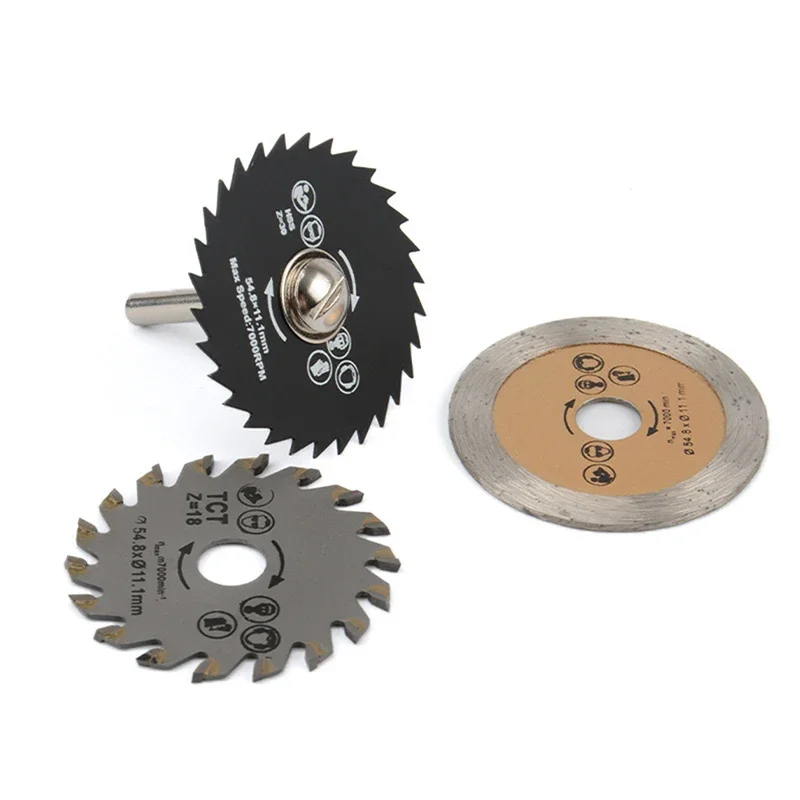 

1/3pcs HSS Circular Saw Blades Home DIY Rotary Tool Cutting Disc Out Diameter 54.8mm Mini Parts for Wood Cutting Mandrel