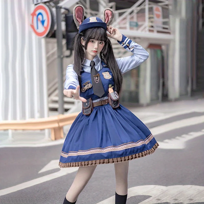 

Disney Zootopia Officer Judy Hopps Bunny Cop Cosplay Costume Full Set for Adults - Complete with Police Vest, Ears, Tail, Headband