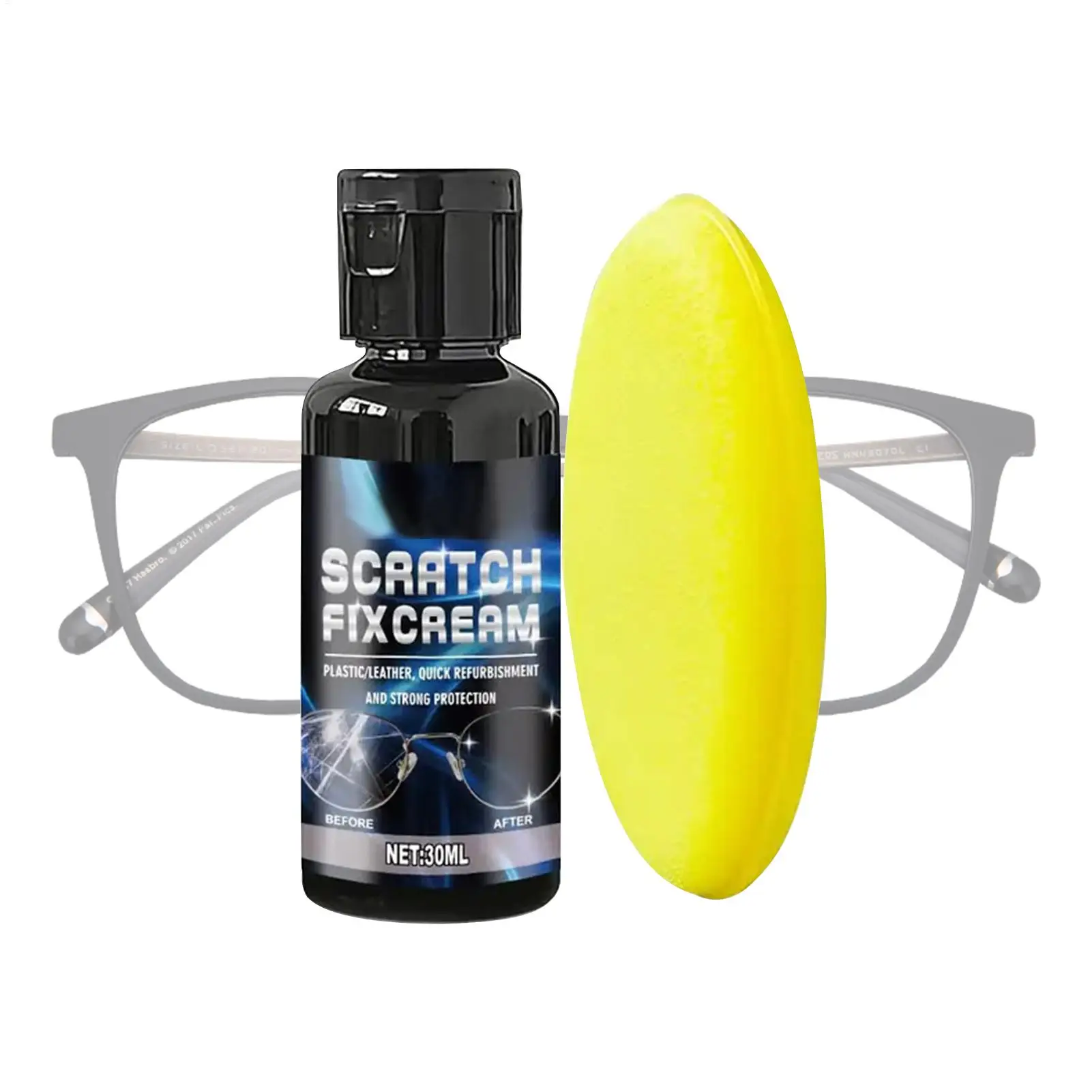 Glasses Scratch Repair Polishing Cream Eye Glasses Scratch Repair Polishing Compound Eyeglass Scratch Remover with Sponge