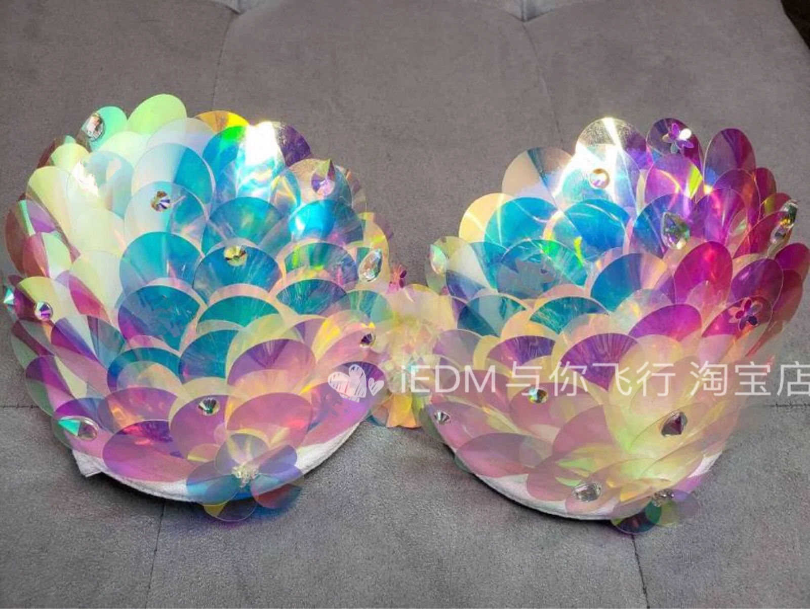 Electric Syllable Wear Fish Scale Bra Laser Top Sling Rave Luminous Performance