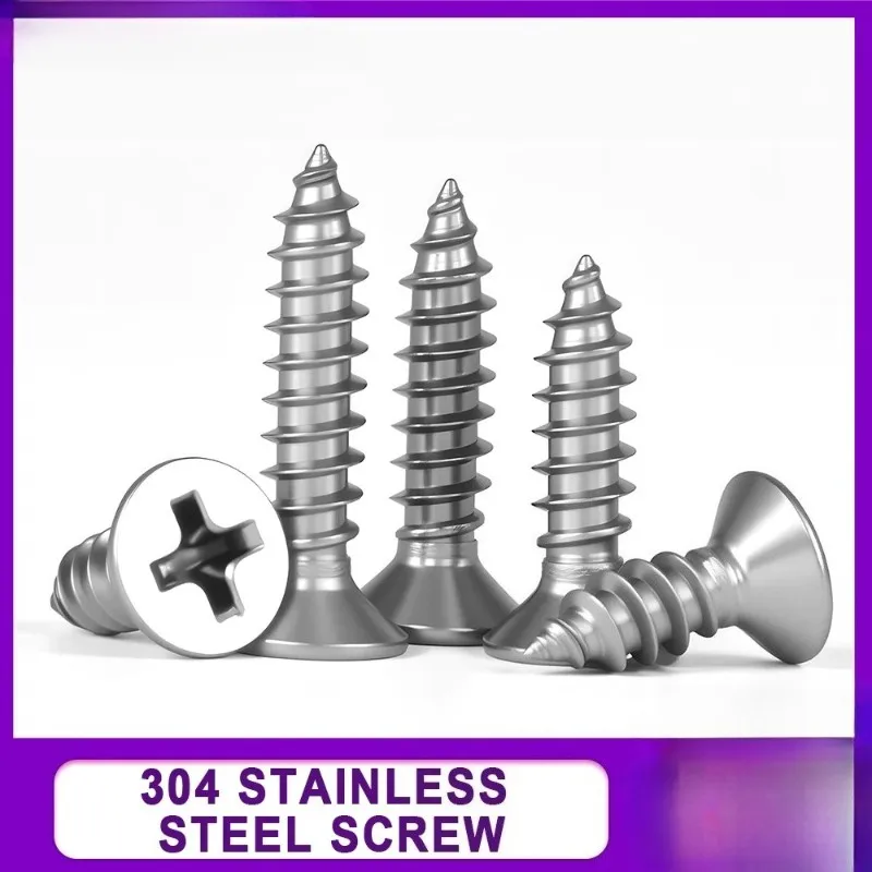 

M1M2 M2.3 M3 M4 M4.2 M5.5 M6 304Stainless Steel Cross Recessed Countersunk Flat Head Tapping Screws Wood Self-tapping Phillips