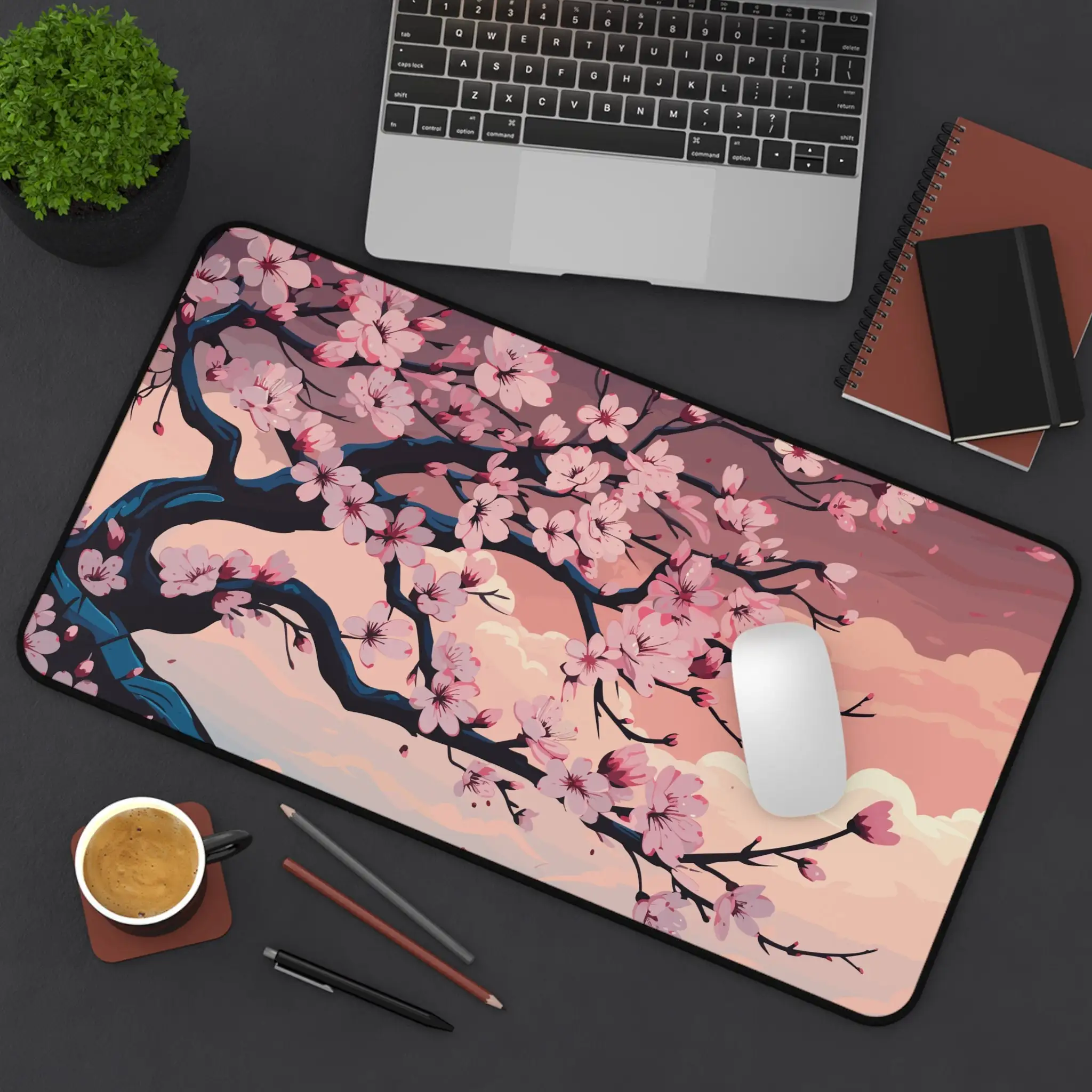 

Cherry Blossom Pattern Table Mat, Pink Floral Table Decoration, Non-Slip Waterproof Gaming Mouse Pad, Perfect Gift for Friends