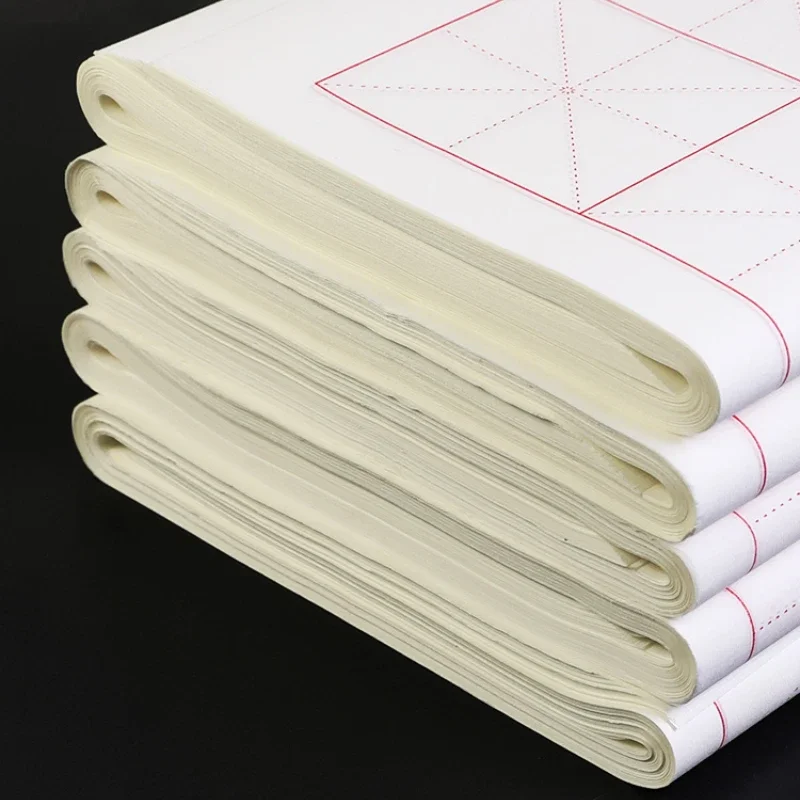 Chinese Ruwe Xuan Papier Beginner Borstel Calligrafia Half Rijp Rijstpapier Student Borstel Kalligrafie Praktijk Dikker Rasters Papier