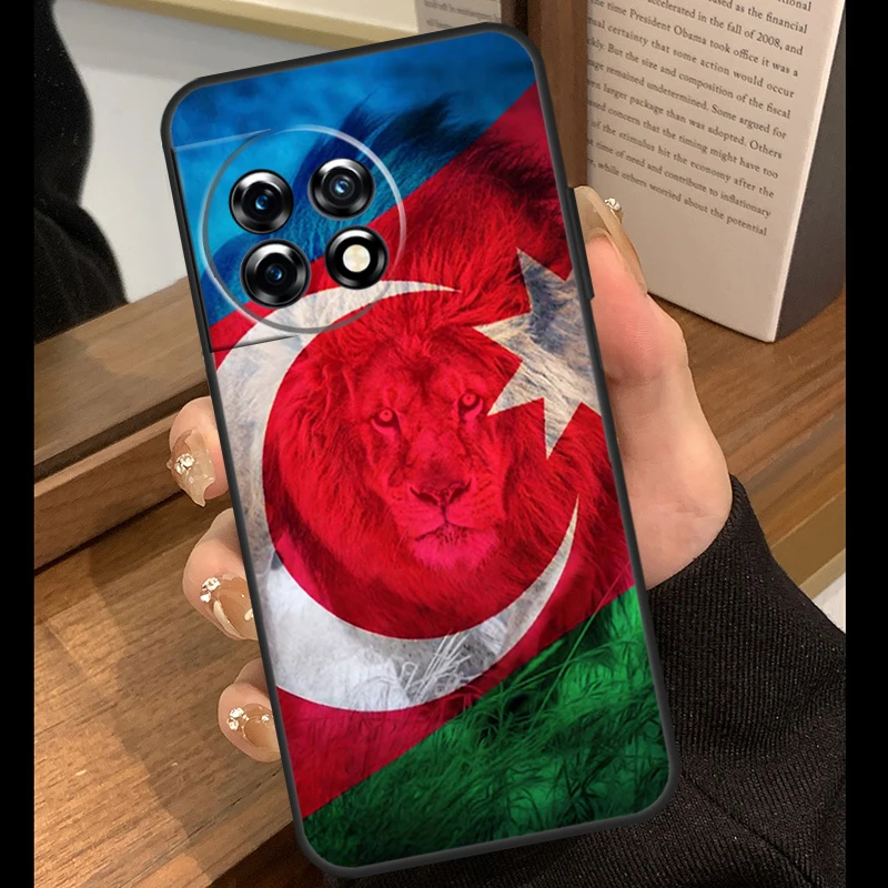 حافظة علم أذربيجان لهاتف OnePlus 13T 13R 12R 10R 10T 8T 13 12 11 9 10 Pro Nord 5 CE 4 2 3 Lite N20 N30