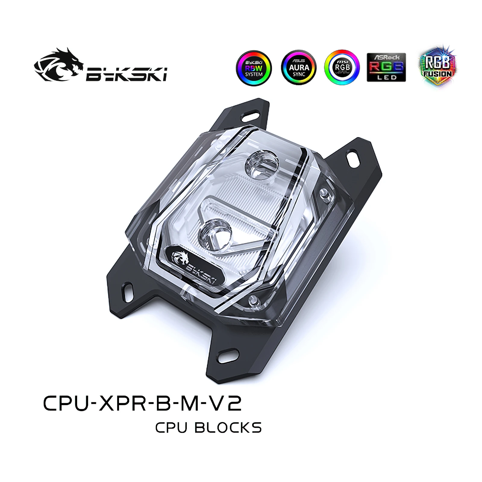 Bykski RGB CPU Water Cooling Block Acrylic Top for AMD CPU-XPR-B-M-V2