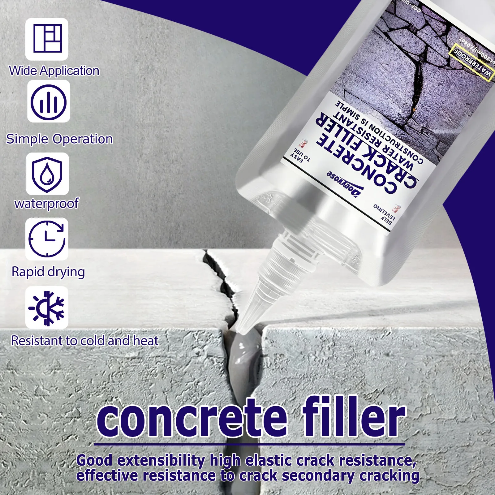 200ml Concrete Crack Filler Waterproof Self‑Leveling Cement Repair Sealant