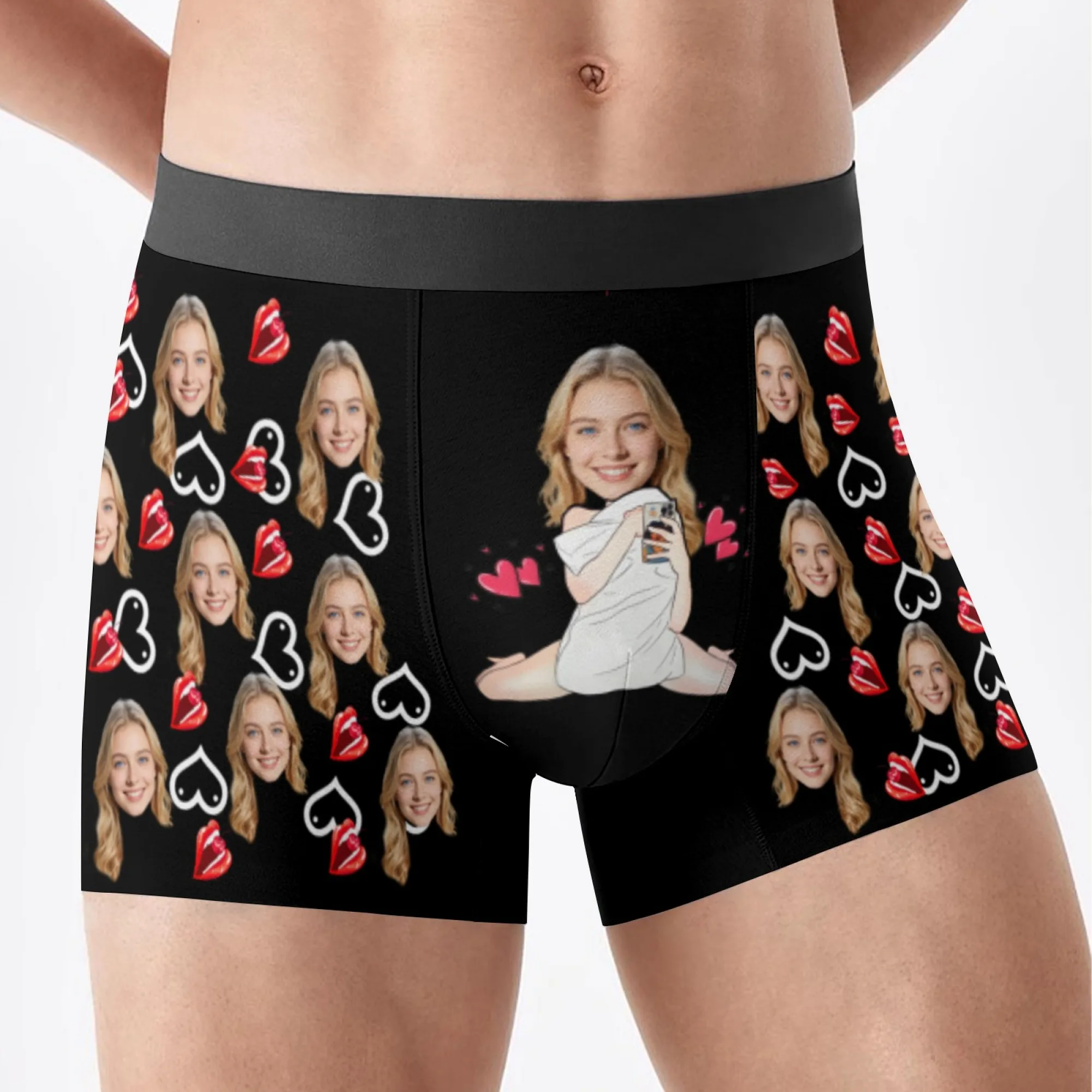 Personalized Face Photo Underwear Custom Heart Boxer Briefs Men Briefs Gift For Husband Anniversary Gift for Dad view 3