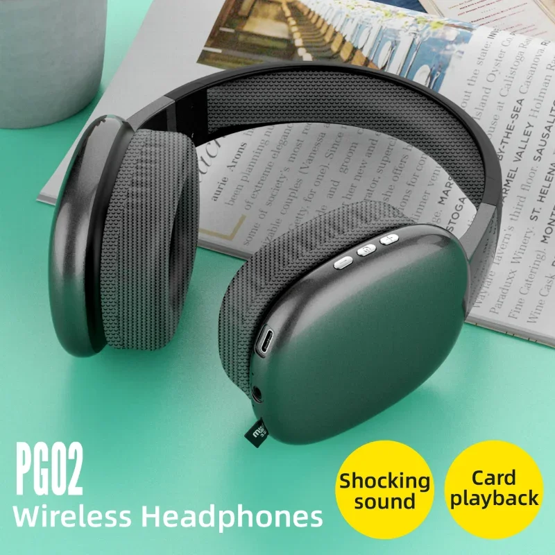 PG02 Wireless Headphones With FM TF Card For Smart Mobile Phone Laptop Music Earphones Noise Cancelling Bluetooth Gaming Headset