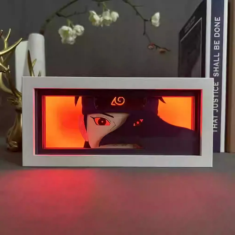 Naruto Anime Peripheral 3D Photo Frame LightManga Night Light Laser Carving Paper Lamp LightBox Table Lamp Room Decoration Gift