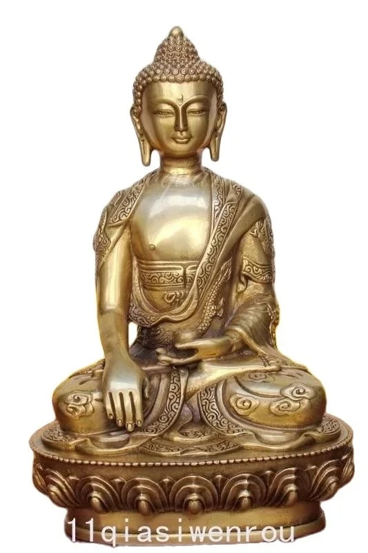 

Tibet Tibetan Buddhis shakyamuni bronze On the back of the carved dragon buddha statue metal handicraft