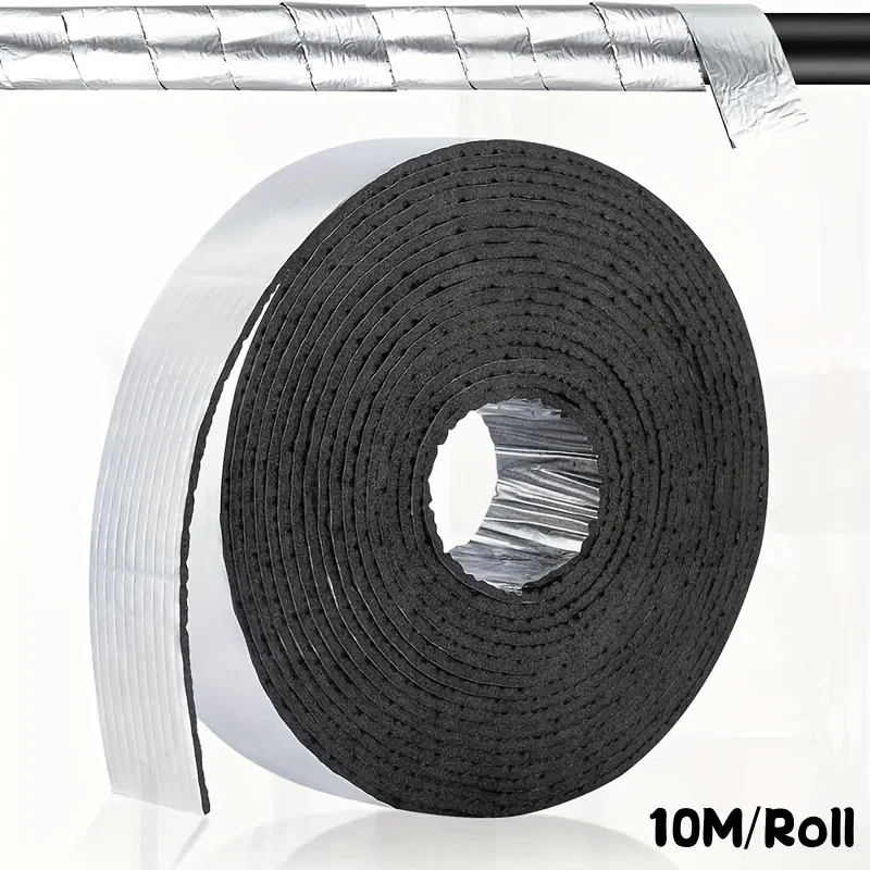 

10m Aluminum Foil Pipe Insulation Tape Self Adhesive Fire Retardant of Outdoor Winter Freeze Protection Hot Cold Water Pipe Wrap
