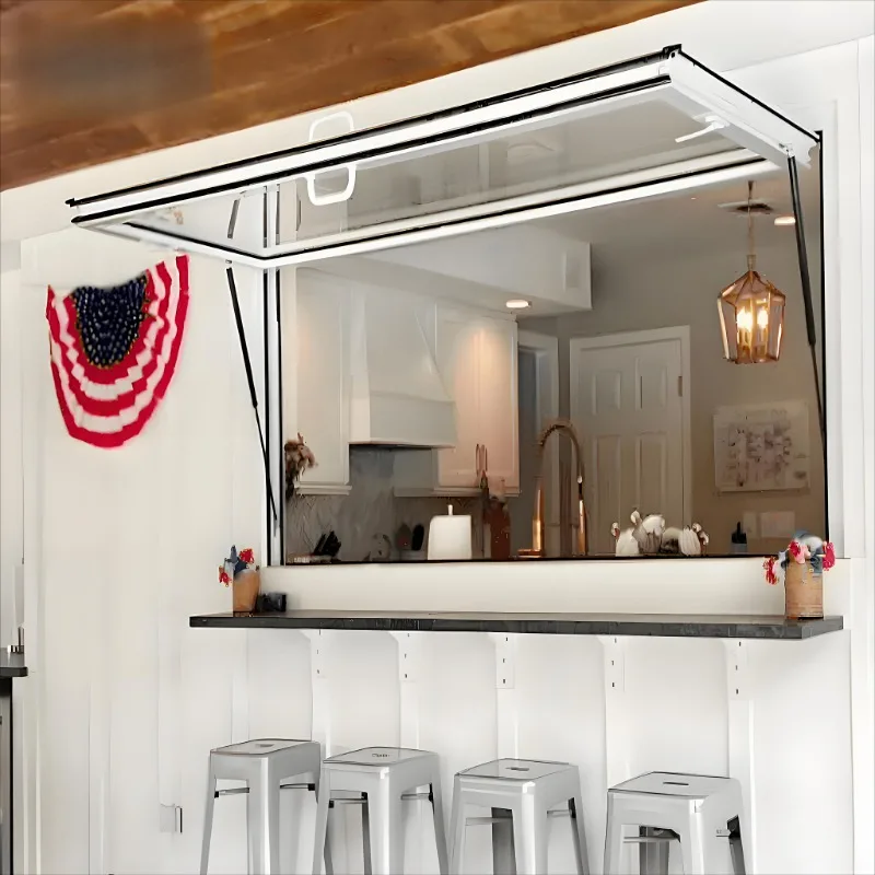 Modern Double Glazing Vertical Flip Air Stretch Restaurant Shade Window Aluminum Outside Folding Window Fast Delivery