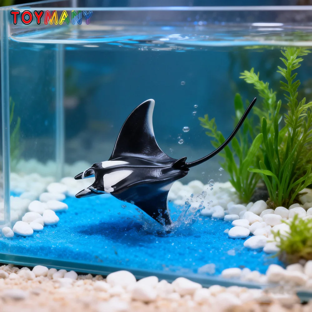 

Toymany Simulation Manta Ray, Ocean Animal Model Cake Toppers for Kids Children Gift Set, Mini Collectible Figurines