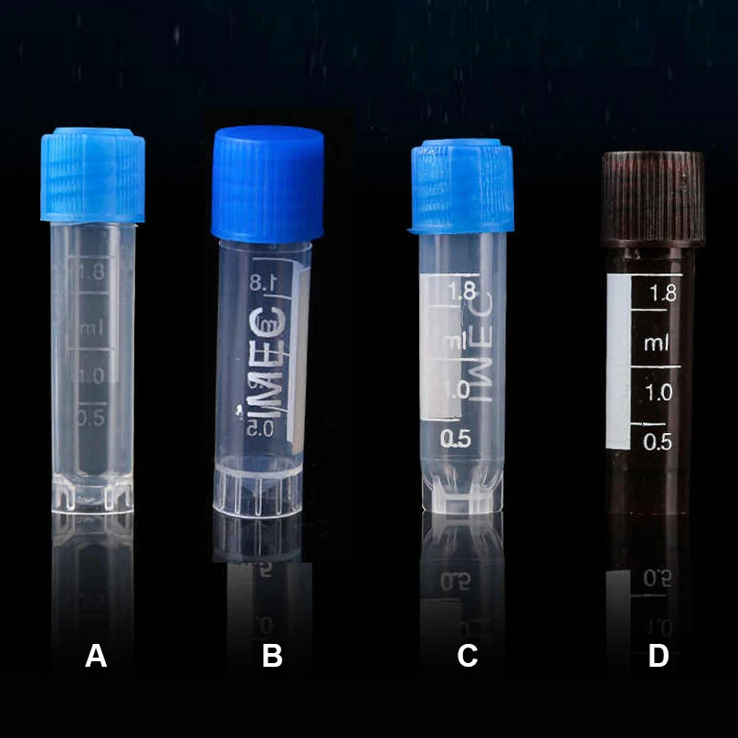 100Pcs Plastic Test Tubes  Freezing Tube  Vials Sample Craft Screw Cap Bottles for Office School Chemistry Supplies 1~15ml