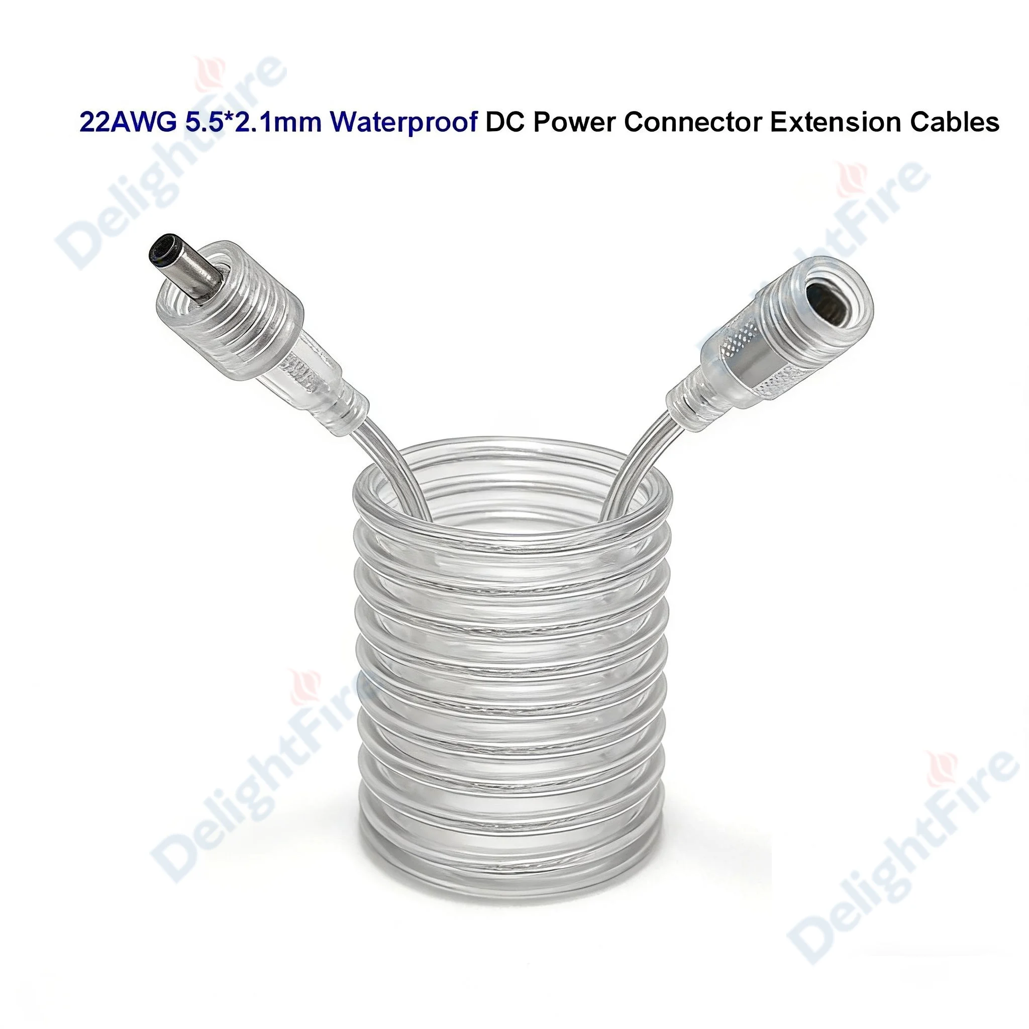 5V 12V Waterproof DC Power Cable 5.5 2.1mm 22AWG LED Strip Cable DC Jack Connector Cable Copper Wire For Outdoor Lamp Bulb Light