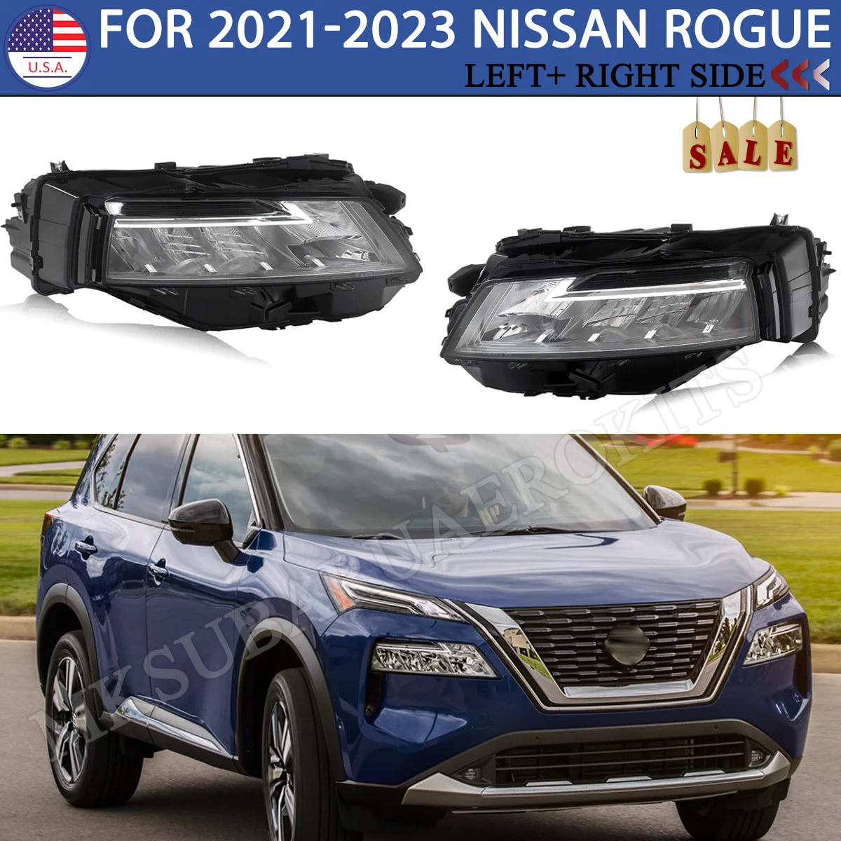 

Светодиодная фара в сборе для Nissan Rogue 2021 2022 2023, левая и правая фара для стайлинга автомобиля, замена для 260106RR0A