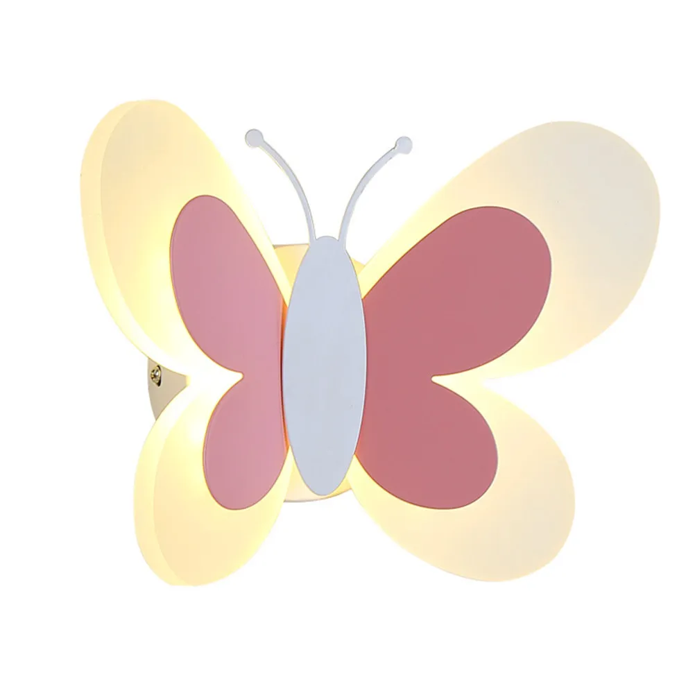 1Pcs Acrylic Wall Lamp Butterflies Design High Grade Iron Base Warm Light Non Dazzling Home Corridor Aisle Room Bedside