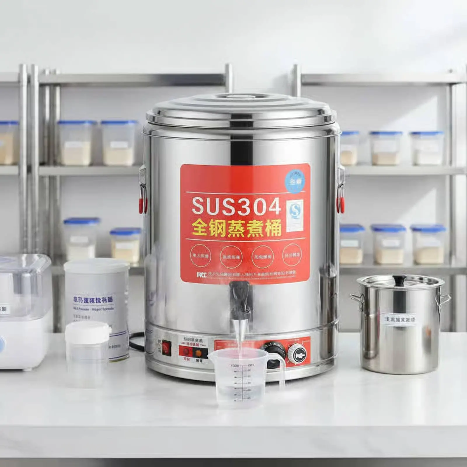 

Stainless Steel Electric Cooking Barrel Spill-Resistant-Controlled-Flow Spigot Versatile Electric Boiler Large Capacity Soup