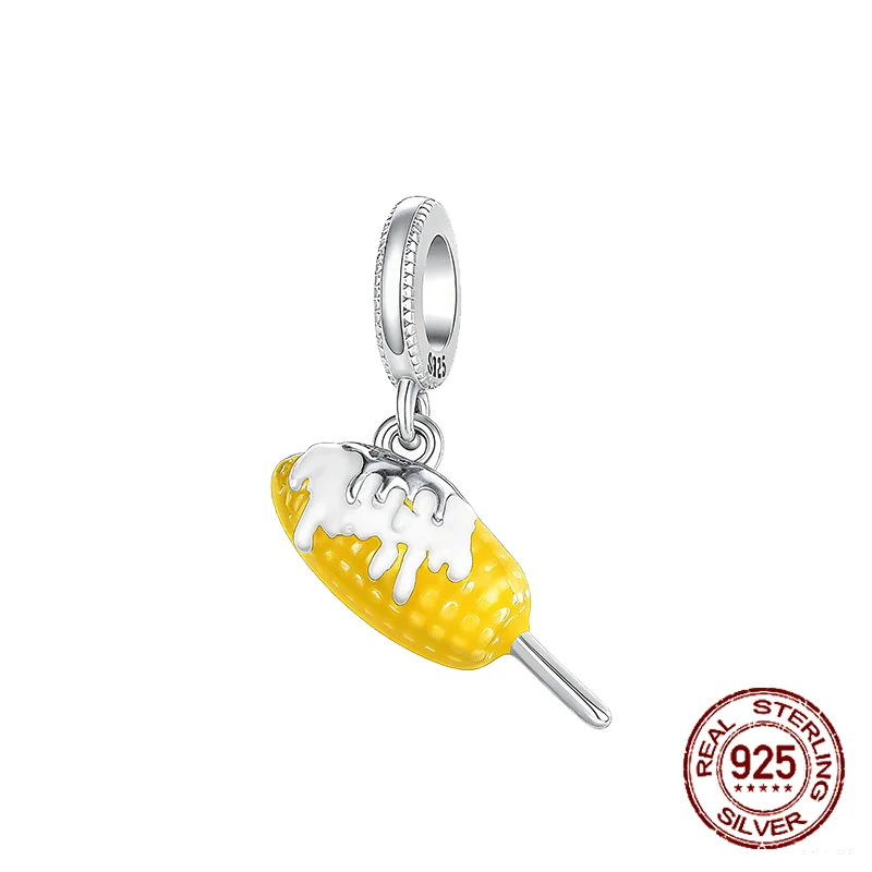 

Осенний кулон из стерлингового серебра 925 пробы с кулоном в виде кукурузы, подходит для оригинальных браслетов с подвесками, женские ювелирные изделия «сделай сам», подарок