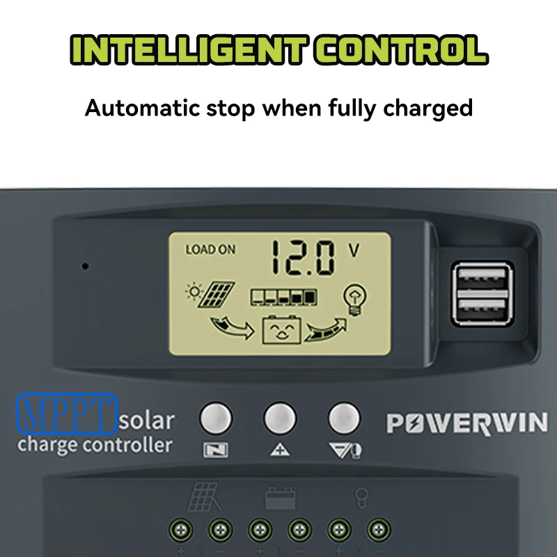 POWERWIN MT30 MPPT 30A Solar Controller 12V 24V Auto Solar Cell Panel Charger Regulator Dual USB LCD Display For Lifepo4 Battery