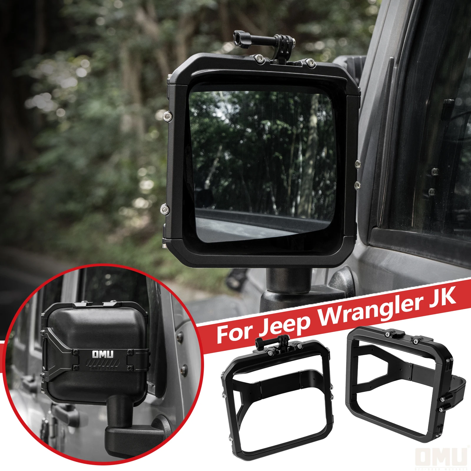 OMU 4x4 Aluminum Rearview Mirror Rain Shield Rain Eyebrow Cover For Jeep Wrangler JK JKU 2007-2017 Off-road Car Accessories