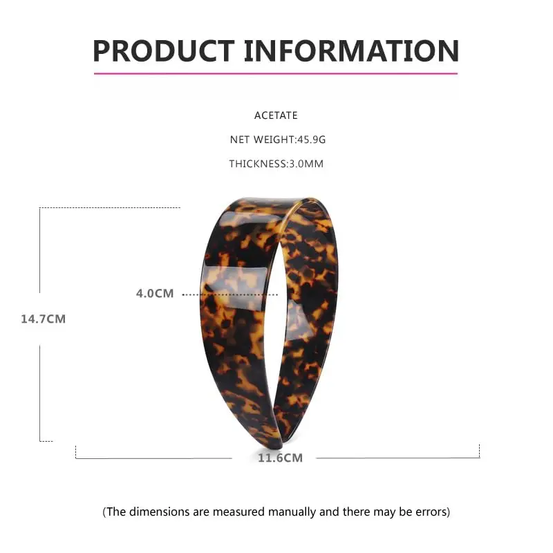 Dickes Schildpatt-Stirnband mit Zähnen für Frauen 1,5 Zoll Rutschfest Vielseitig Breites Retro-Acetat-Kunststoff-Stirnband – Detail 7