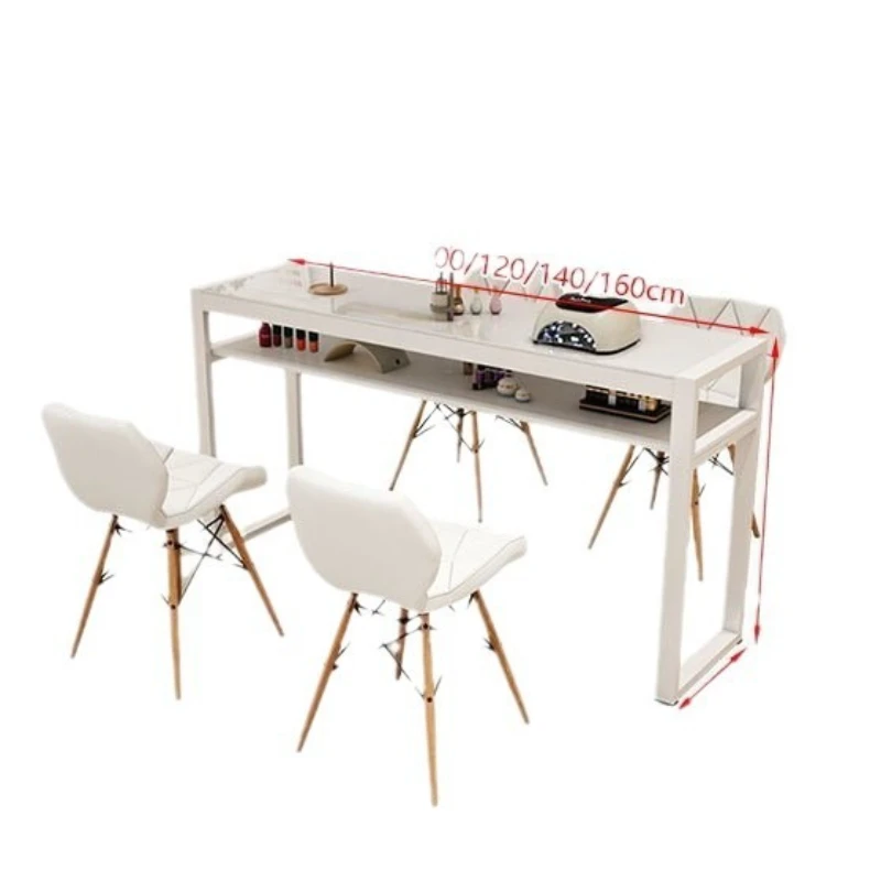 

Nail art table and chair set Tempered glass workbench Japanese-style single and double table Nail art shop special simple beauty