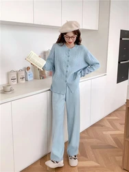 Women Sweater Winter 2 Piece Sets Elegnat Knitted Suits Female Sweaters Vintage Womens Pants High Waist Autumn Vintage Vestidos