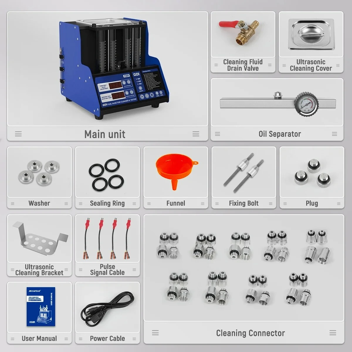 

Золотой продавец MR CARTOadvocate-Nettoyeur et Testeur d'Injecteur de Carburant V309 GDI, Haute Pression TFSI TSI, Buse de Voiture, M
