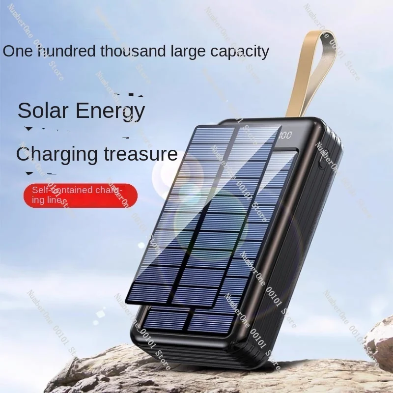 Solar Power Bank große Kapazität 100000 mAh Schnell ladung mit eigener Linie mobile Strom versorgung 80.000 Outdoor-Fahren