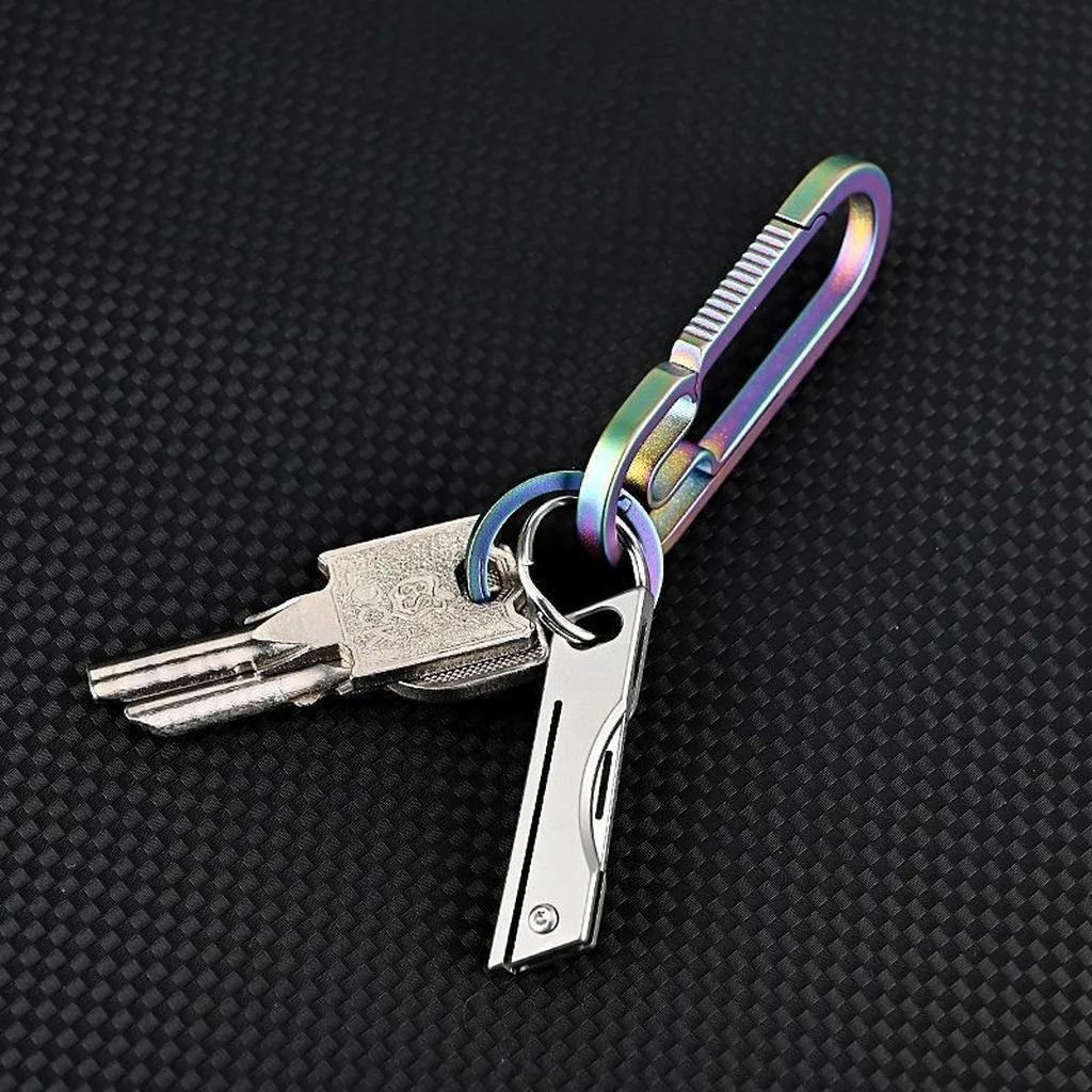 Schlüsselanhänger-EDC-Messer, tragbares Mini-Messer aus Titanlegierung mit scharfer D2-Stahlklinge für den täglichen Gebrauch, Rucksack-Accessoire – Detail 2