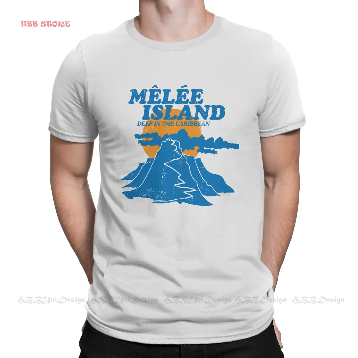Retro Mountain Sun TShirts Monkey Island Game LeChuck Elaine Guybrush Male Harajuku Pure Cotton Streetwear T Shirt O Neck