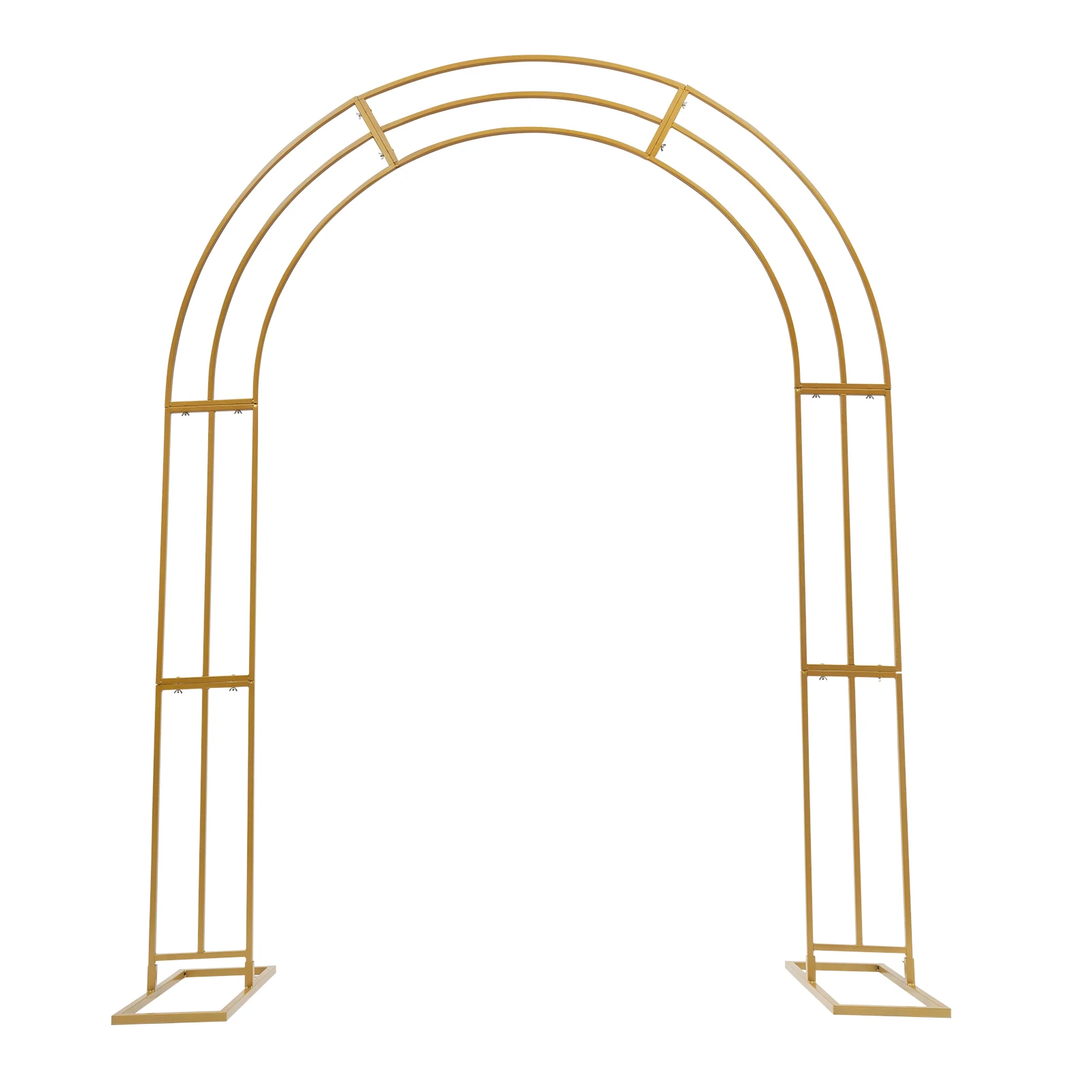 Romantic Wedding Garden Arch Balloon Archway Decoration Stand Climbing Flower Plant Arch-shaped Rack White/Gold 3 Layers