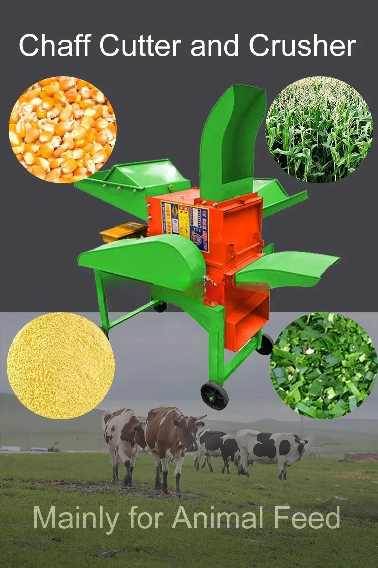 Small Farm Machinery Animal Feed Silage Grass Forage Chopper Chaff Cutter Machine Cattle Cow Hay Straw Crushing Cutting Machine