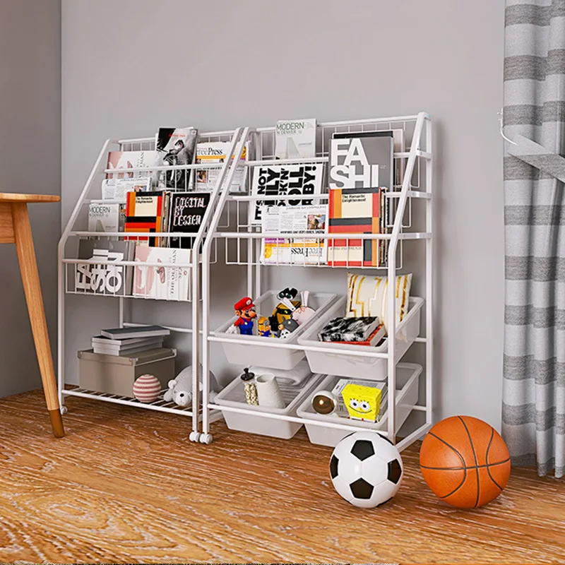 Metal Display Racks Office Library Bookshelf Best Design Creative Carton Iron Customized Logo School Living Room Furniture 5pcs