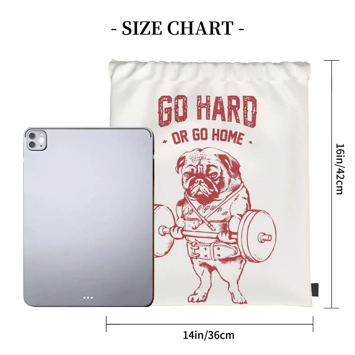 Go Hard Or Go Home Pug Backpacks Fashion Portable Drawstring Bags Drawstring Bundle Pocket Sports Bag Book Bags For Man Woman