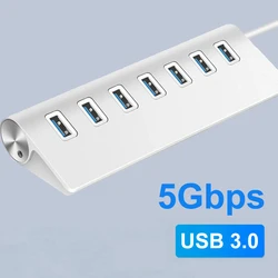 Aluminum Alloy USB 3.0 HUB 7 Ports High Speed Multi Splitter Adapter Up To 5Gbps Docking Station Expander for Laptop Computer PC