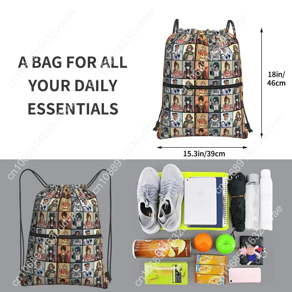 The Last Paintbender Team Avatar Ultimate Backpacks Drawstring Bag Drawstring Bundle Pocket Shoes Bags For School Students