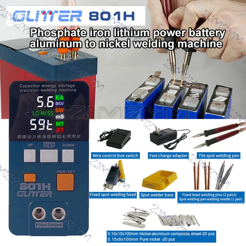 801H Spot Welding Machine 21KW 3500A Pulse Butt Welder 110-240V Power Battery Aluminum Nickel Single Battery Spot Welder